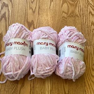 Mary Maxim 3 skeins Baby Plush wool pink